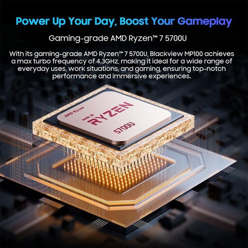 Blackview MP100 Mini-PC, AMD Ryzen 7 5700U 8 Kerne, max. 4,3 GHz, 16 GB RAM, 512 GB SSD