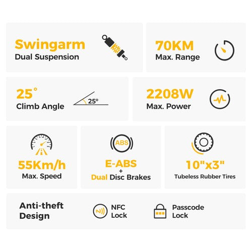 Ausom L2 E-Scooter, 2*800W Motor, 48V 15,6Ah