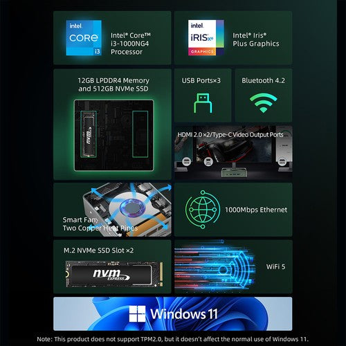 BMAX B6 Plus Mini-PC, Intel Core i3-1000NG4 bis zu 3,2 GHz