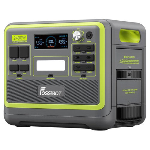 FOSSiBOT F2400 Tragbares Kraftwerk, 2048Wh LiFePO4-Akku, 2400W Ausgangsleistung, Solargenerator