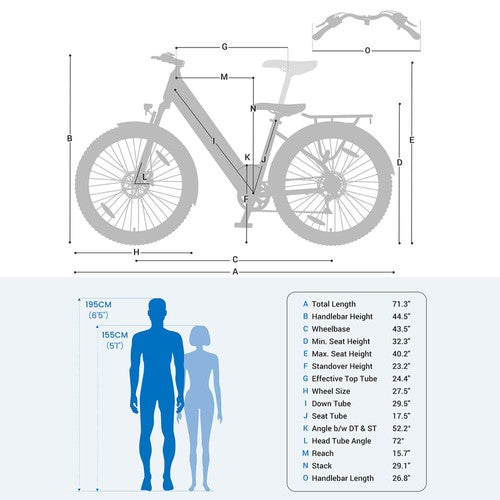 Touroll J1 ST 27,5 Zoll Elektrofahrrad mit 250W Motor 36V 15,6Ah