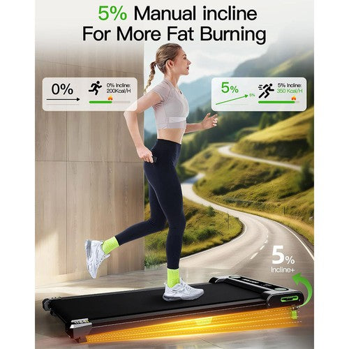 Akluer 480L-A Walking Pad mit Steigung, 2,5 PS Untertisch-Laufband mit Fernbedienung