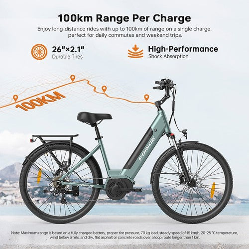 Foride Urbano 1 Elektrofahrrad, 250-W-Mittelmotor, 36 V 13 Ah