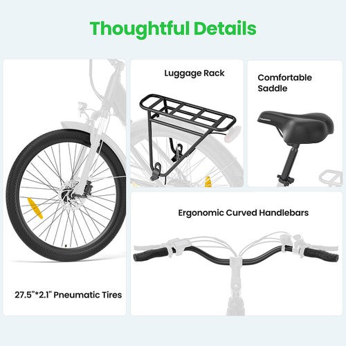 Touroll J1 Pro Elektrofahrrad, 250-W-Motor, 36 V 15,6 Ah