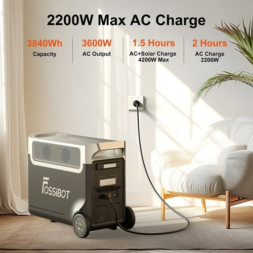 FOSSiBOT F3600 Pro Tragbares Kraftwerk, 3840 Wh LiFePO4-Akku, max. 11520 Wh Erweiterung, 3600 W