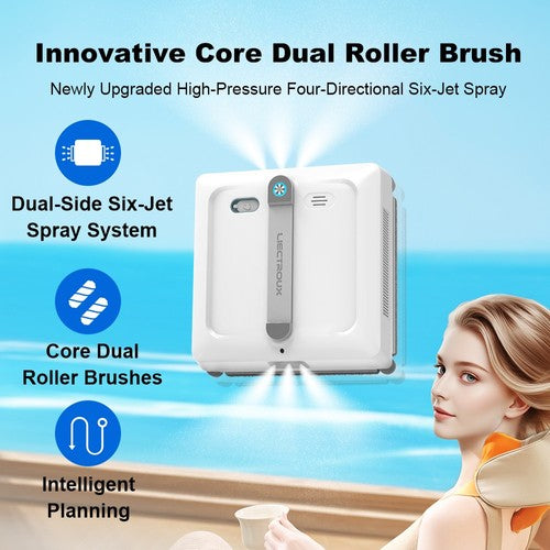 Liectroux S9 Fensterreinigungsroboter, Doppelwalzenbürsten, 6-Wege-Wasserspray, 9000 Pa