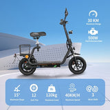 TWOFISH M5 PRO-E Elektro-Scooter mit Sitz und hinterem Korb, 500 W