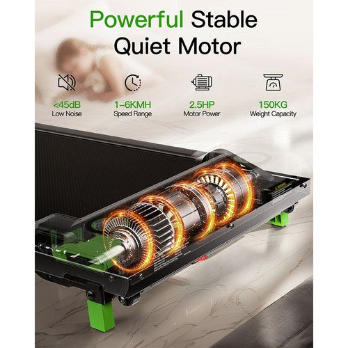 Akluer 480L-A Walking Pad mit Steigung, 2,5 PS Untertisch-Laufband mit Fernbedienung