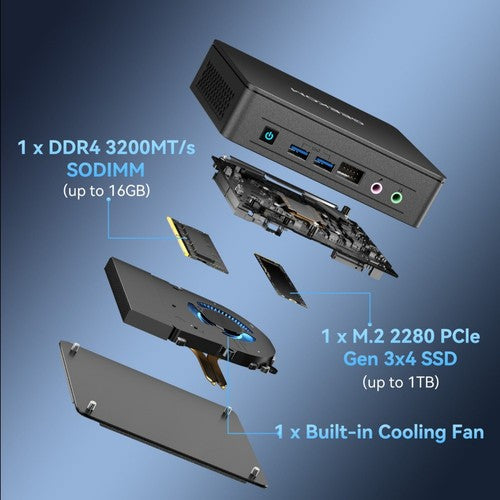 GEEKOM Air12 Lite Mini-PC, Intel N100 4 Kerne, max. 3,4 GHz, 8 GB RAM, 256 GB SSD