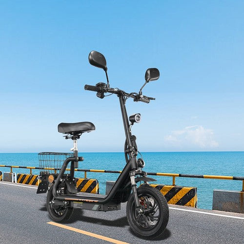 TWOFISH M5 PRO-E Elektro-Scooter mit Sitz und hinterem Korb, 500 W
