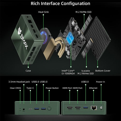 BMAX B6 Plus Mini-PC, Intel Core i3-1000NG4 bis zu 3,2 GHz