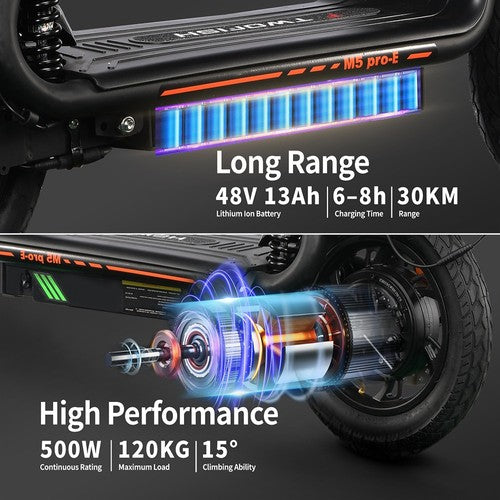 TWOFISH M5 PRO-E Elektro-Scooter mit Sitz und hinterem Korb, 500 W