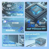 MINIX NEO Z97 Mini-PC, Intel N97 4 Kerne, max. 3,6 GHz, 12 GB LPDDR5X RAM, 512 GB SSD