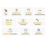 Ausom SR1 Elektroscooter, 2*1000W Motor, 52V 20,8Ah