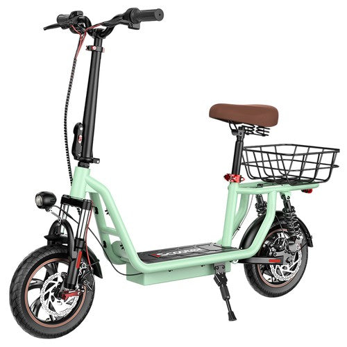 iScooter i12 Elektroroller mit Sitz und hinterem Korb, 500 W