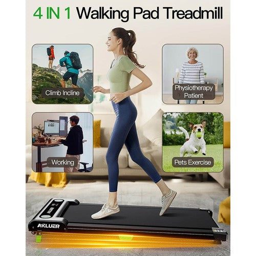 Akluer 480L-A Walking Pad mit Steigung, 2,5 PS Untertisch-Laufband mit Fernbedienung