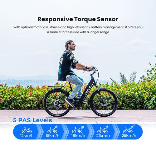 Tourol MA1 Elektrofahrrad, 250-W-Mittelmotor 36 V 13 Ah