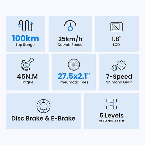 Touroll J1 27,5 Zoll Elektrofahrrad mit 250W Motor