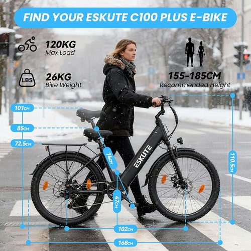 ESKUTE C100 PLUS Elektrofahrrad, 250-W-Motor, 36 V 13 Ah
