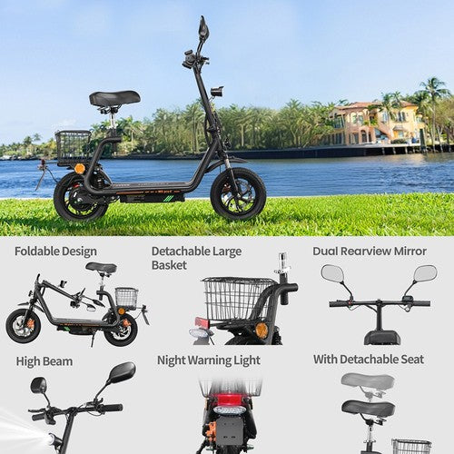 TWOFISH M5 PRO-E Elektroroller mit Sitz und hinterem Korb, 500 W