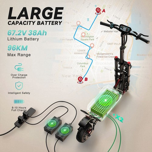 FENGQS GT8 PRO Elektroscooter, 2800 W * 2 Motor, 67,2 V 38 Ah