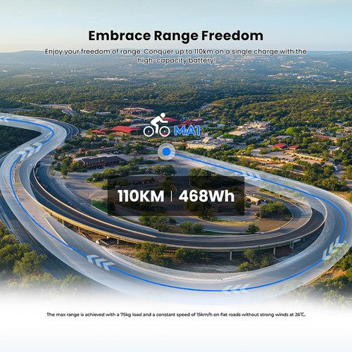 Tourol MA1 Elektrofahrrad, 250-W-Mittelmotor 36 V 13 Ah