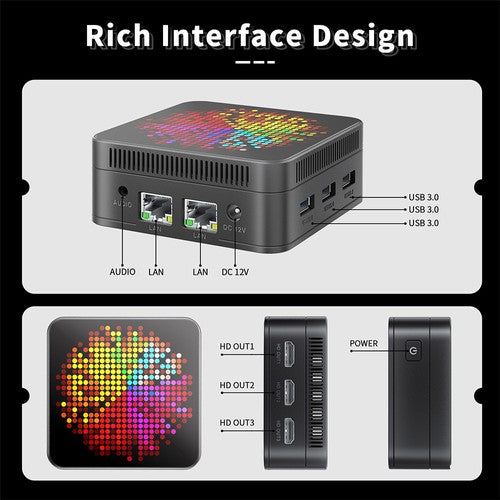 RUPA HSI-100MINI Mini-PC, Intel N100 4 Kerne, max. 3,4 GHz, 12 GB RAM, 512 GB SSD