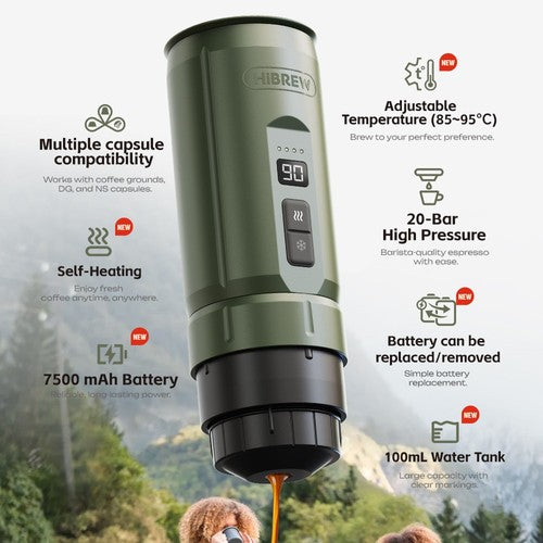 HIBREW H4C Tragbare Espressomaschine, Handkaffeemaschine für Camping