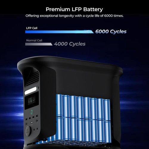 Ampace Andes 1500 Tragbares Kraftwerk, 1462Wh LiFePO4, 2400W