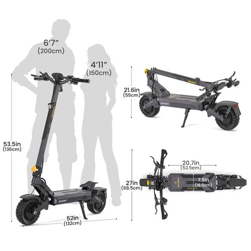 Ausom DT2 Pro E-Scooter, 2*1100W Motor, 52V 23,4Ah